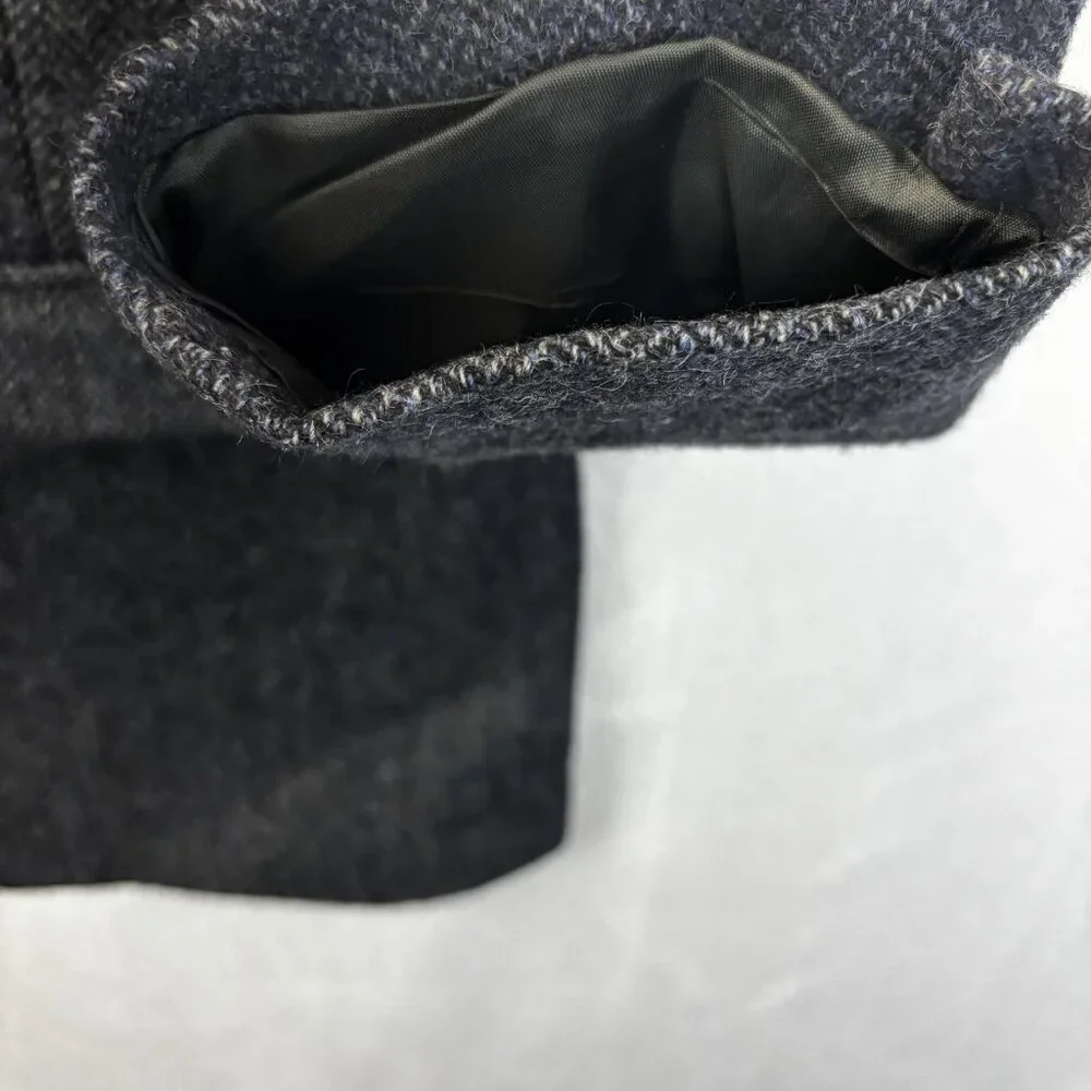 Vintage 100% Shetland Wool Tweed Blazer Jacket Mens 42L‎ Gray Blue Herringbone